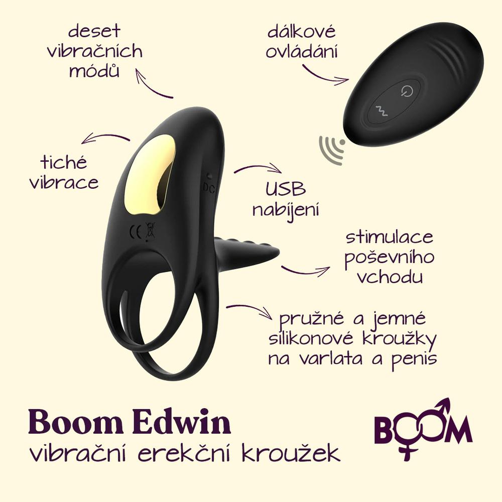 BOOM Edwin vibrační erekční kroužek s dálkovým ovládáním - Image 2