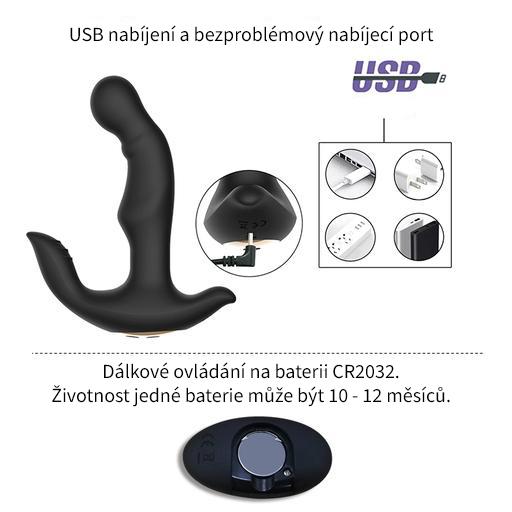 BOOM Charles II stimulátor prostaty na dálkové ovládání – černý