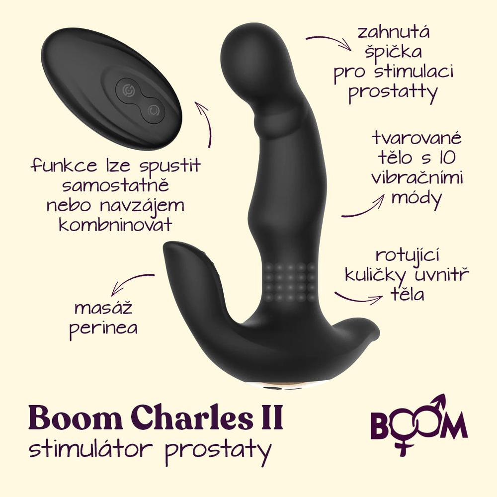 BOOM Charles II stimulátor prostaty na dálkové ovládání - černý - Image 2