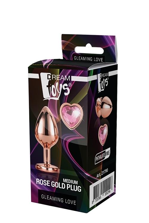 Gleaming Love anální kolík rosegold růžové srdce M - Image 3