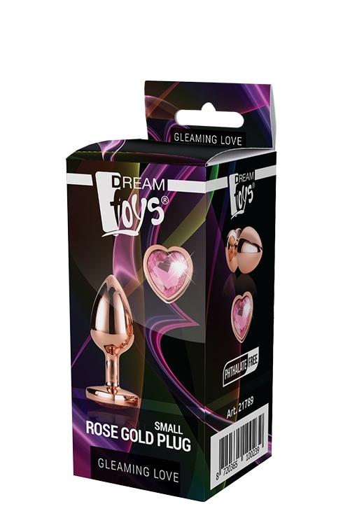 Gleaming Love anální kolík rosegold růžové srdce S