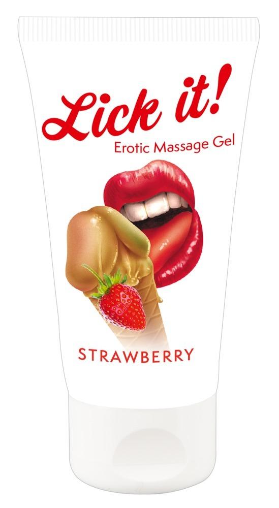 Lick it! Lubrikační a masážní gel Jahoda 50 ml