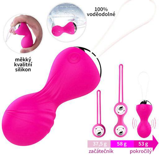 BASIC X Andrea venušiny kuličky  a vibrační vajíčko set 4 v 1 růžové - Image 5