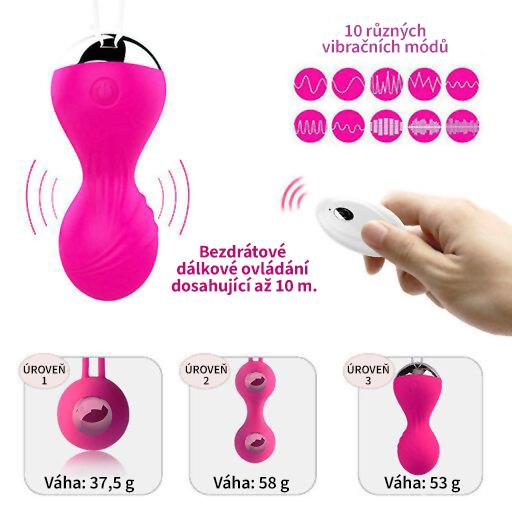 BASIC X Andrea venušiny kuličky a vibrační vajíčko set 4 v 1 růžové