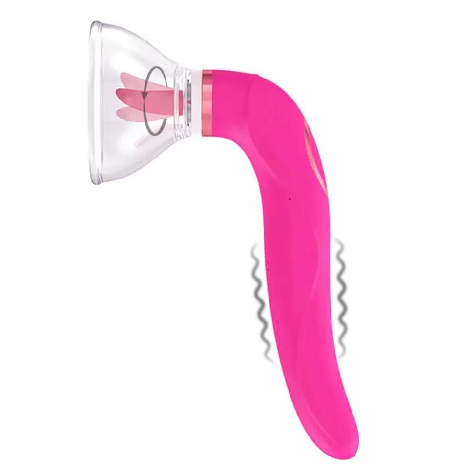 BASIC X vakuová pumpa s jazýčkem a vibrátorem 3v1 v růžové barvě