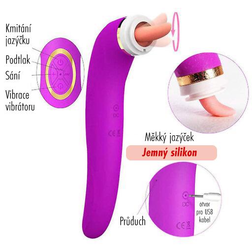 BASIC X vakuová pumpa s jazýčkem a vibrátorem  3v1 růžová - Image 5