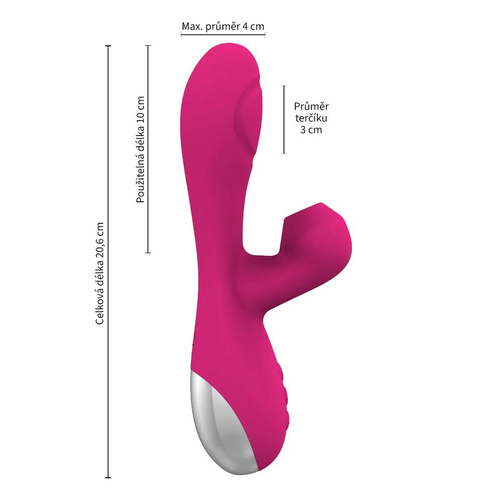Romant Flap vibrátor rabbit s poklepem a tlakovým stimulátorem na klitoris růžový - Image 3