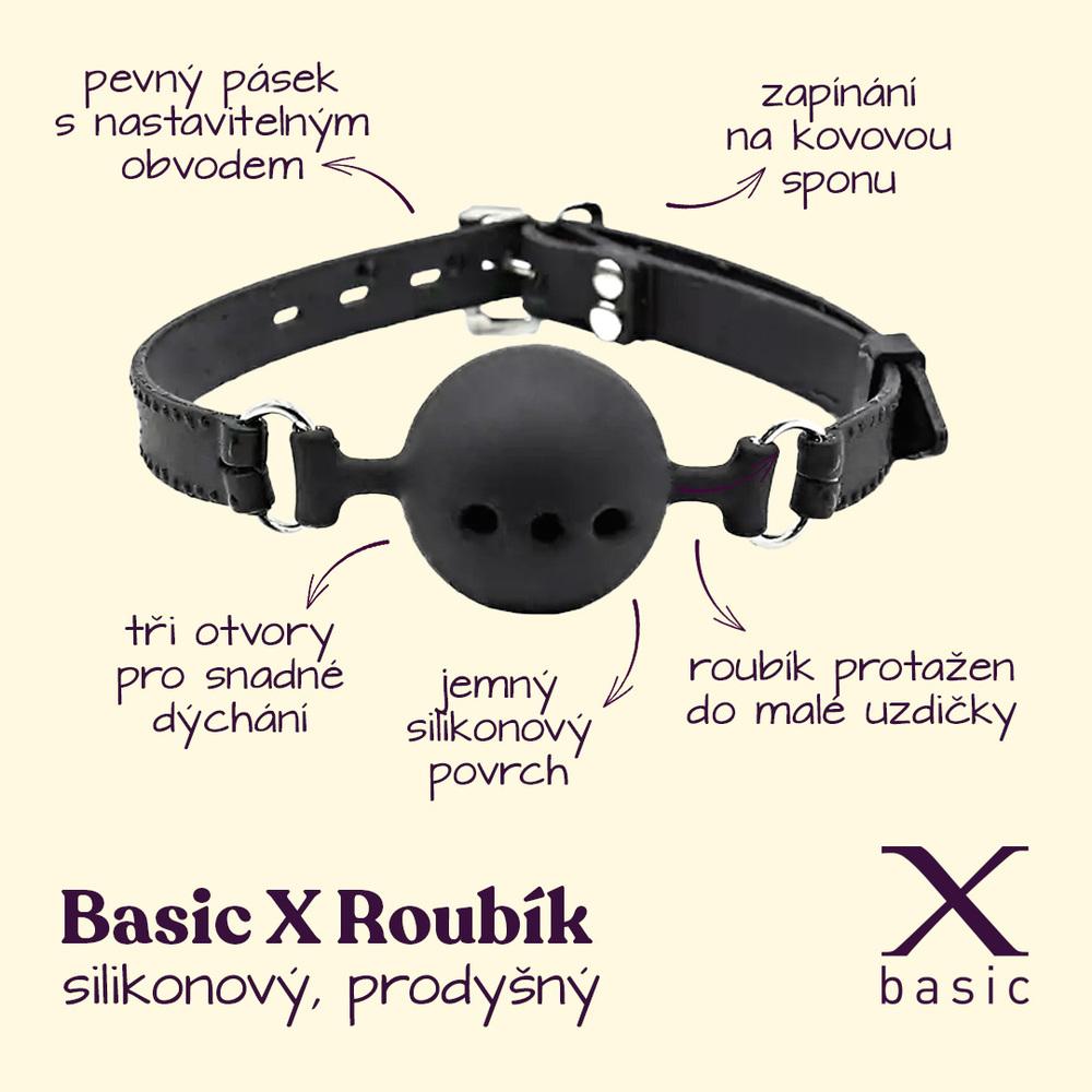 BASIC X Silikonový roubík prodyšný - černý - Obrázek 2