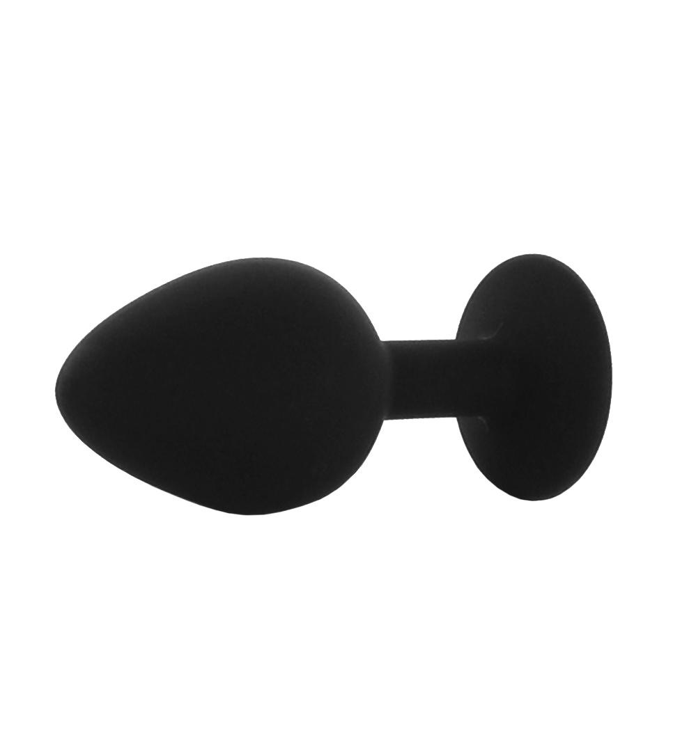 BASIC X ShinyBlack – silikonový anální kolík s kamínkem S