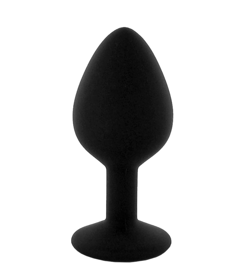 BASIC X ShinyBlack – silikonový anální kolík s kamínkem S