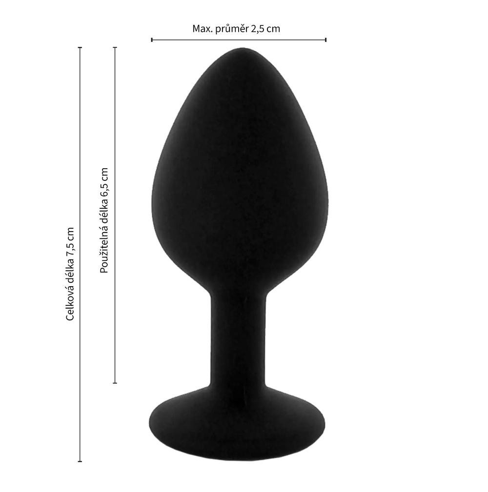BASIC X ShinyBlack – silikonový anální kolík s kamínkem S