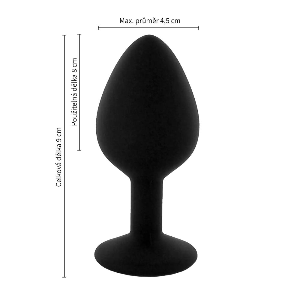 BASIC X ShinyBlack - silikonový anální kolík s kamínkem L - Image 3