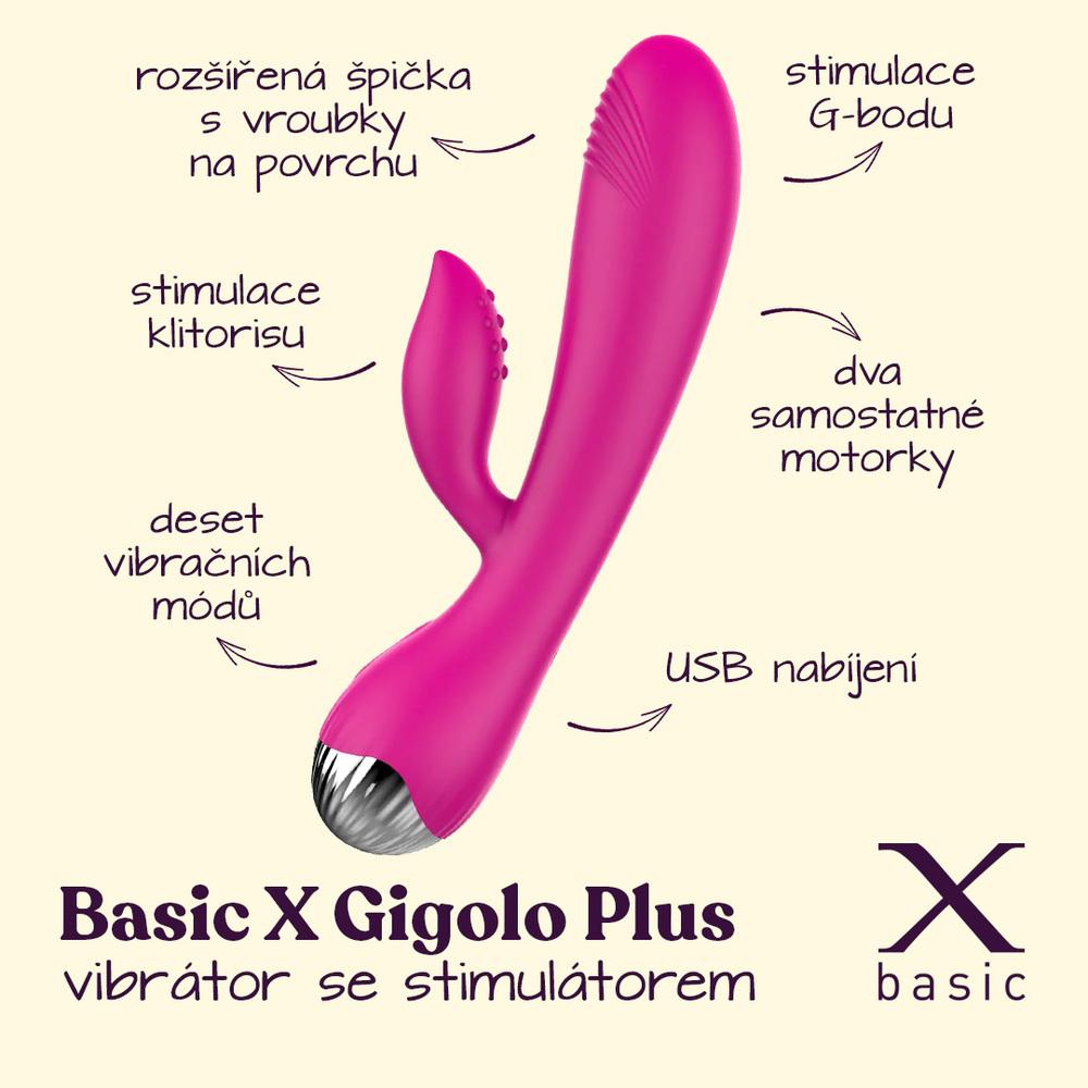 BASIC X Gigolo Plus - dobíjecí vibrátor se stimulátorem klitorisu - Image 2