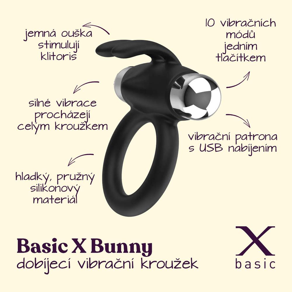 BASIC X Bunny - dobíjecí vibrační kroužek na penis - Image 2