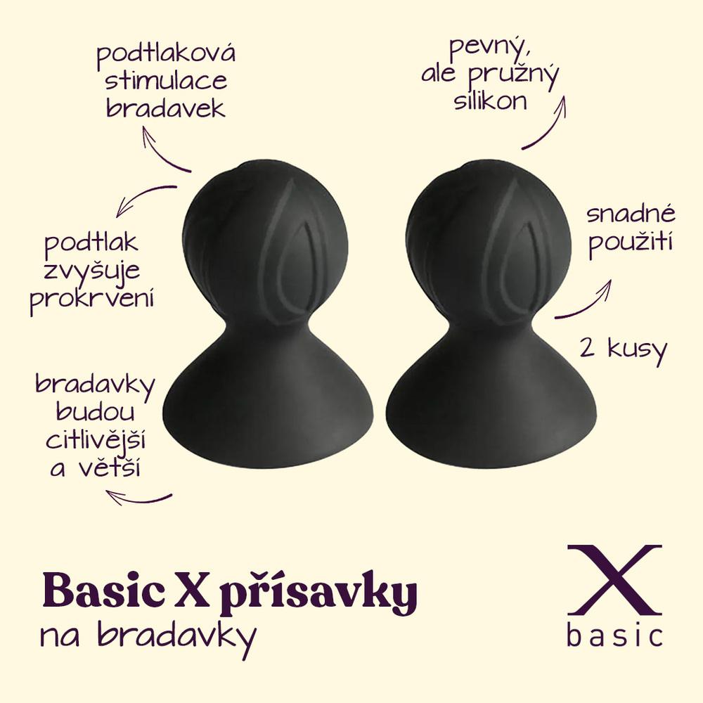 BASIC X Přísavky na bradavky 2 ks -  černé - Obrázek 2