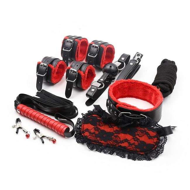 BASIC X Devítidílná BDSM sada černo-červená