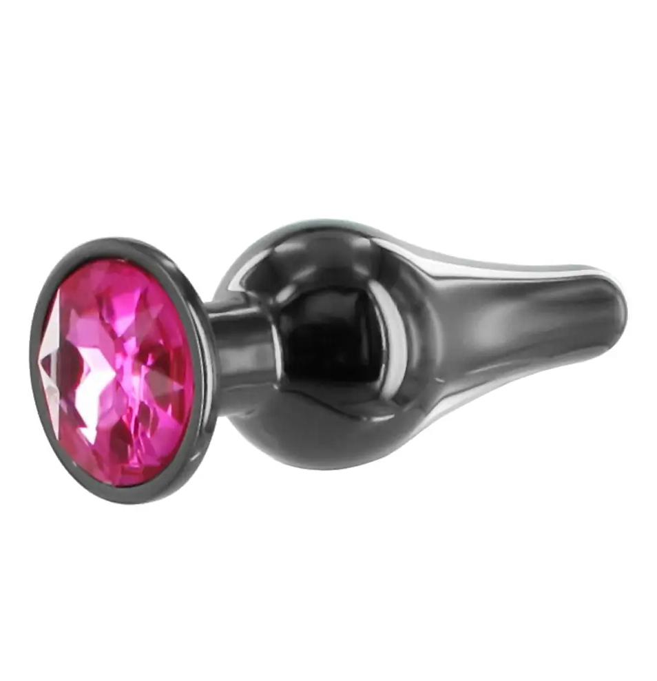 BASIC X Dante kovový anální kolík s kamínkem růžový vel. S