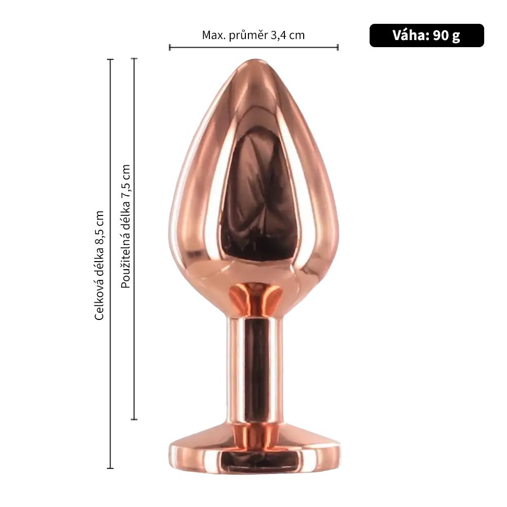 BASIC X Rosegold kovový anální kolík s kamínkem růžový vel. M - Image 3
