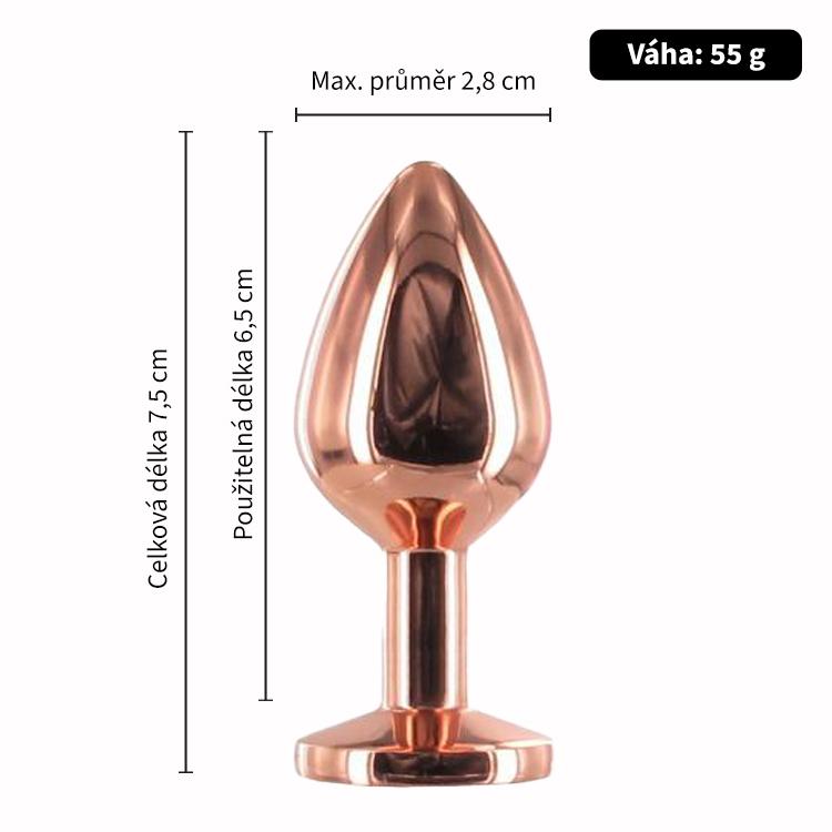 BASIC X Rosegold kovový anální kolík s kamínkem růžový vel. S - Obrázek 3