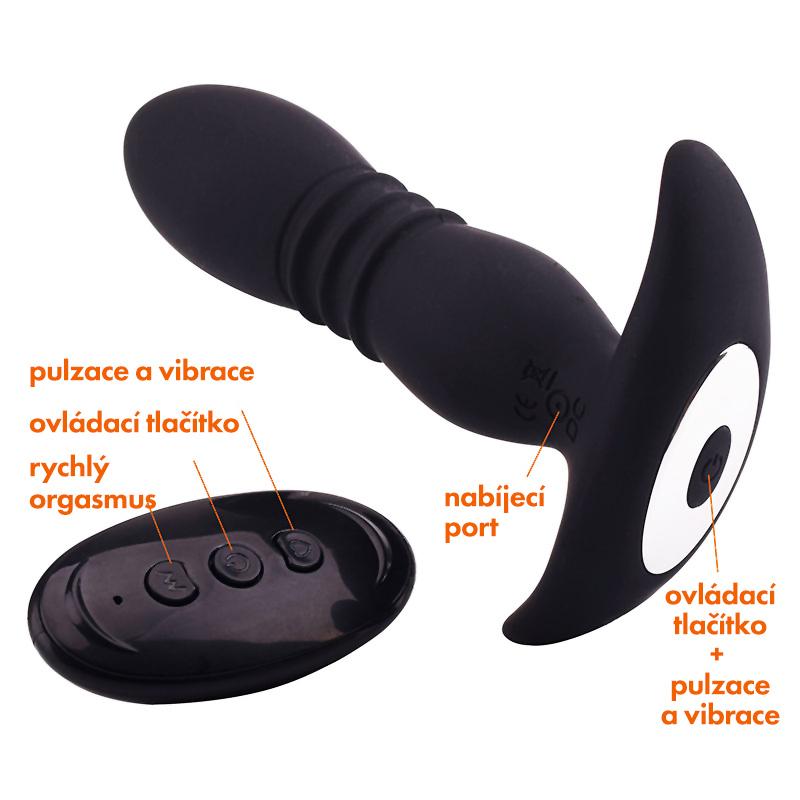 BASIC X Rafael vibrační anální kolík na dálkové ovládání černý