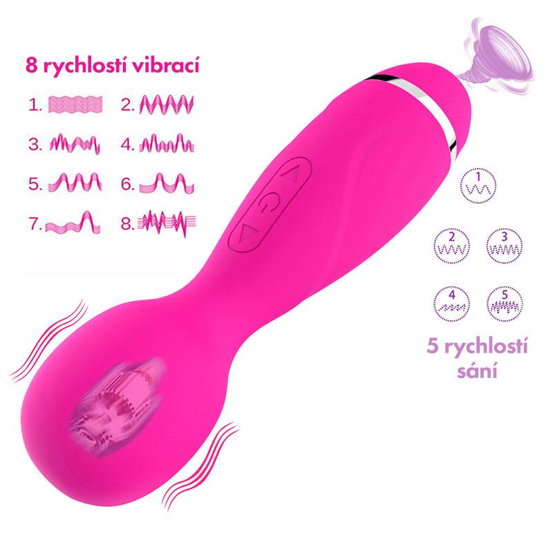 BASIC X Becky masážní hlavice s podtlakovým stimulátorem 2v1 růžová - Obrázek 6