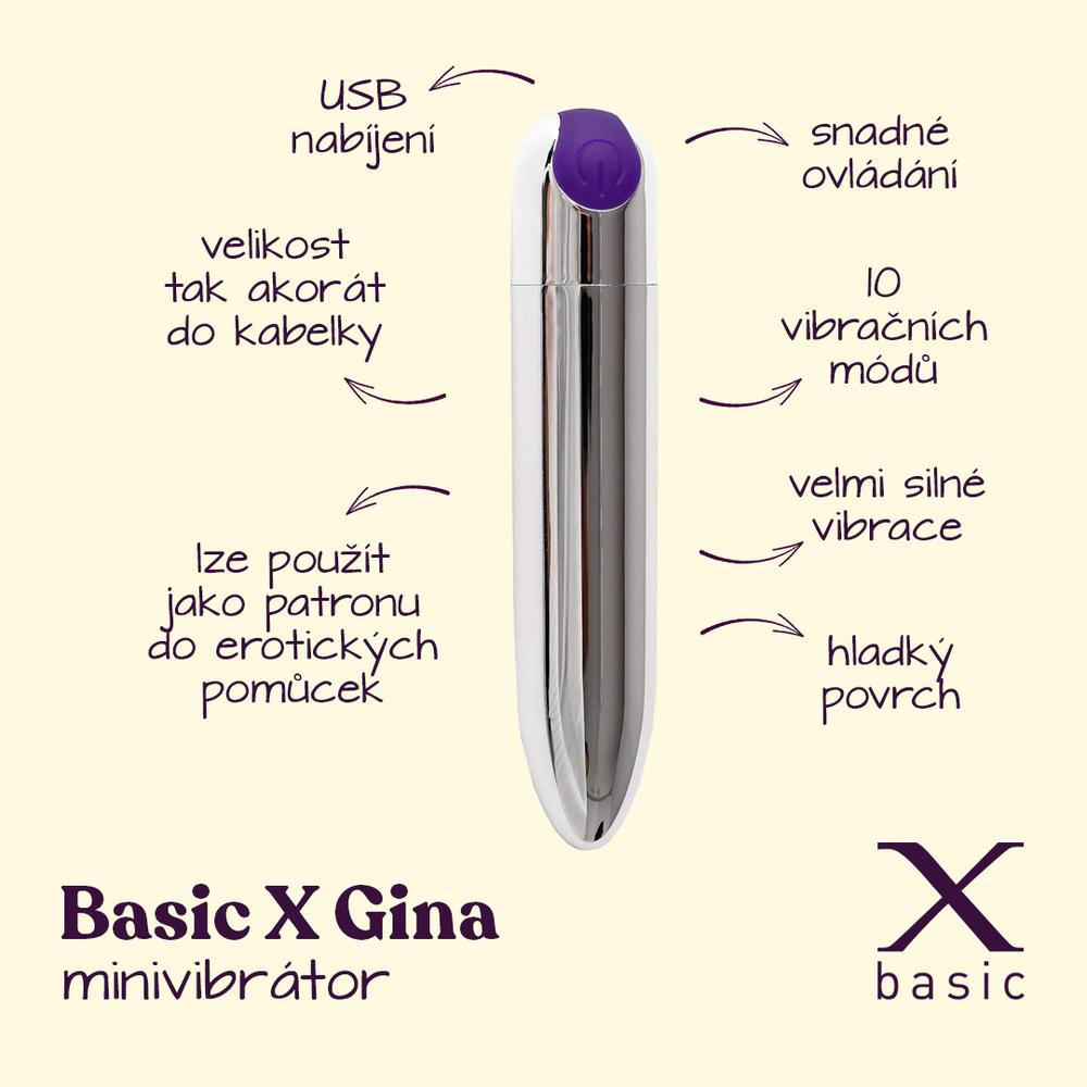 BASIC X Gina minivibrátor stříbrný