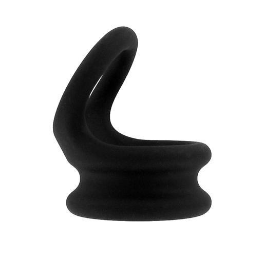 BASIC X Titus - erekční kroužek s návlekem na varlata M černý