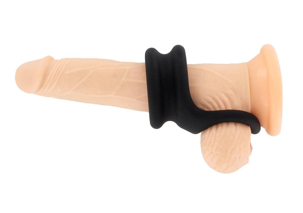 BASIC X Titus erekční kroužek s návlekem na varlata M černý - Obrázek 4