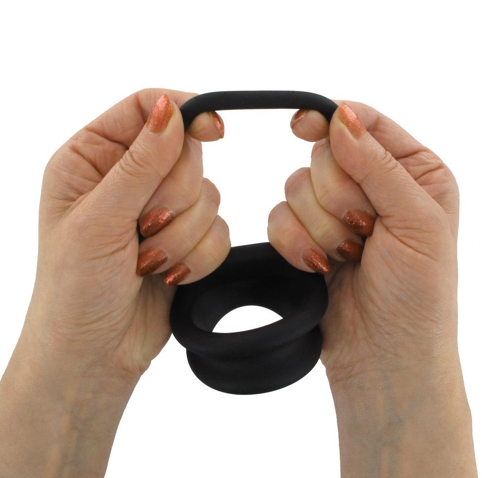 BASIC X Titus erekční kroužek s návlekem na varlata M černý - Obrázek 5