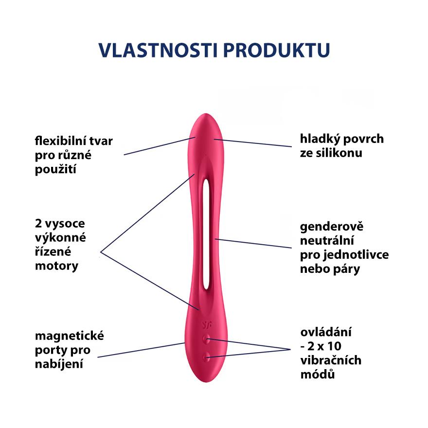 Satisfyer Elastic game Multifunkční párový vibrátor – červený