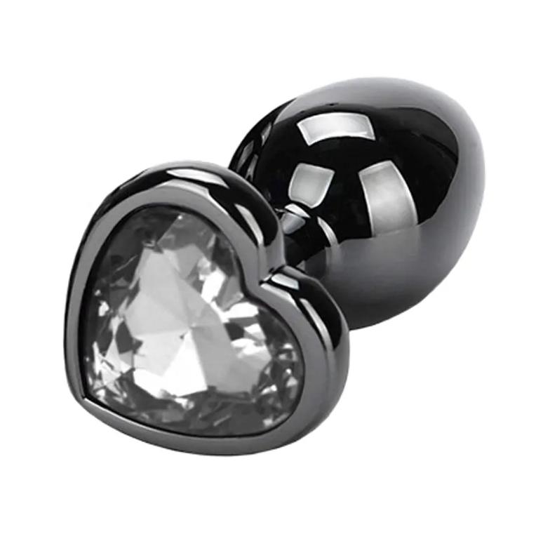 BASIC X Otto kovový anální kolík s kamínkem velikost M čirý