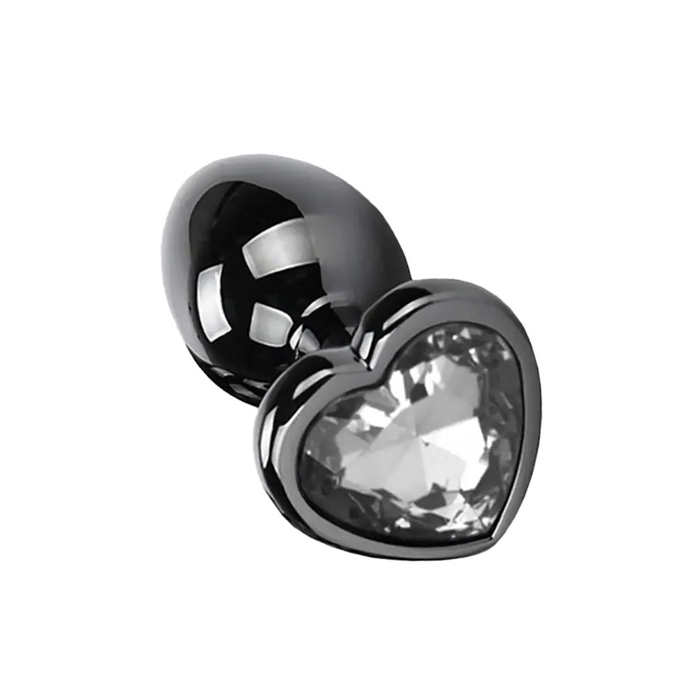 BASIC X Otto kovový anální kolík s kamínkem velikost M čirý