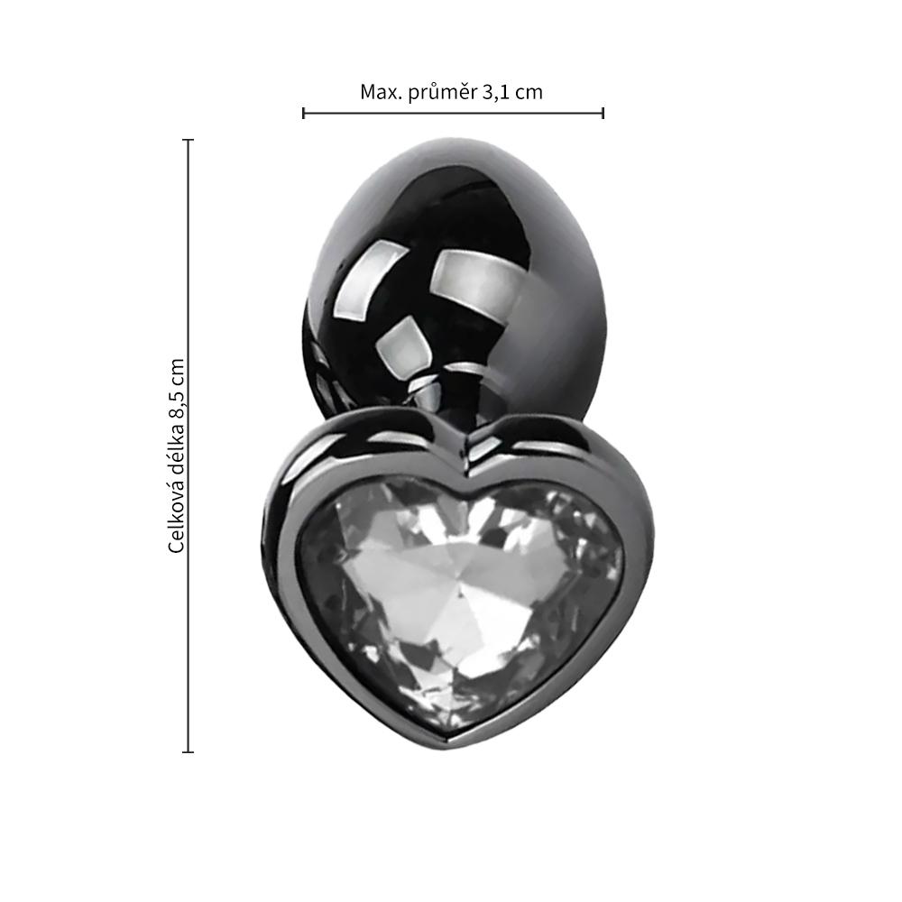 BASIC X Otto kovový anální kolík s kamínkem velikost M čirý