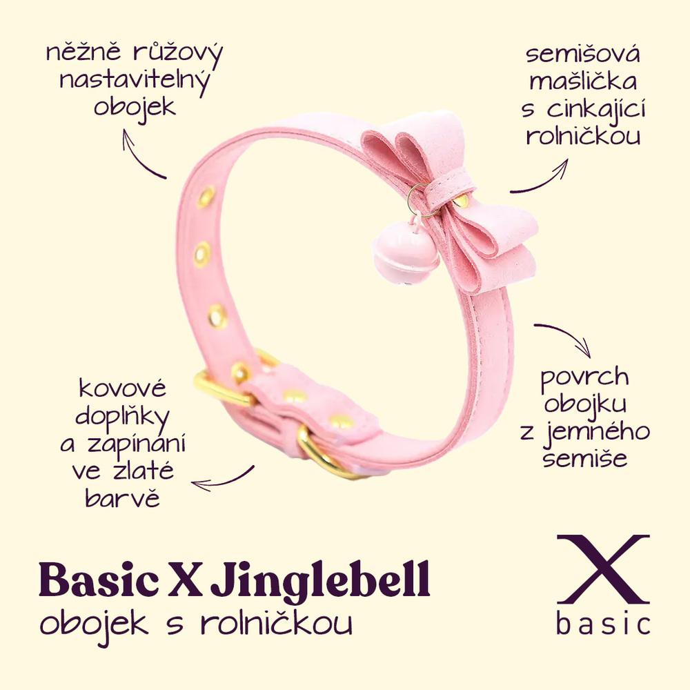 BASIC X JingleBell obojek s rolničkou růžový - Image 2