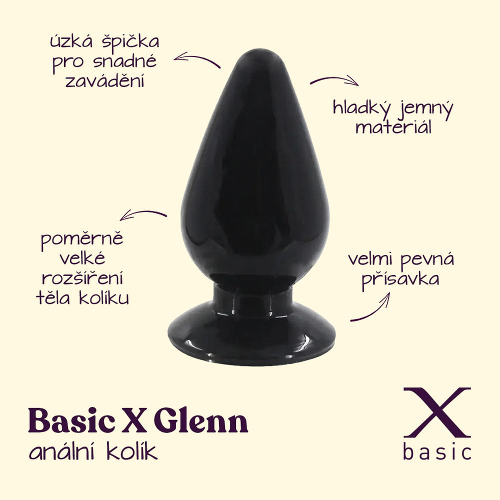 BASIC X Glenn anální kolík s přísavkou vel. S černý