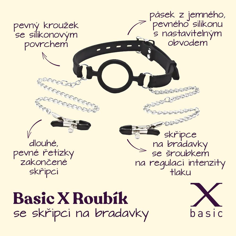 BASIC X roubík se skřipci na bradavky černý - Obrázek 2