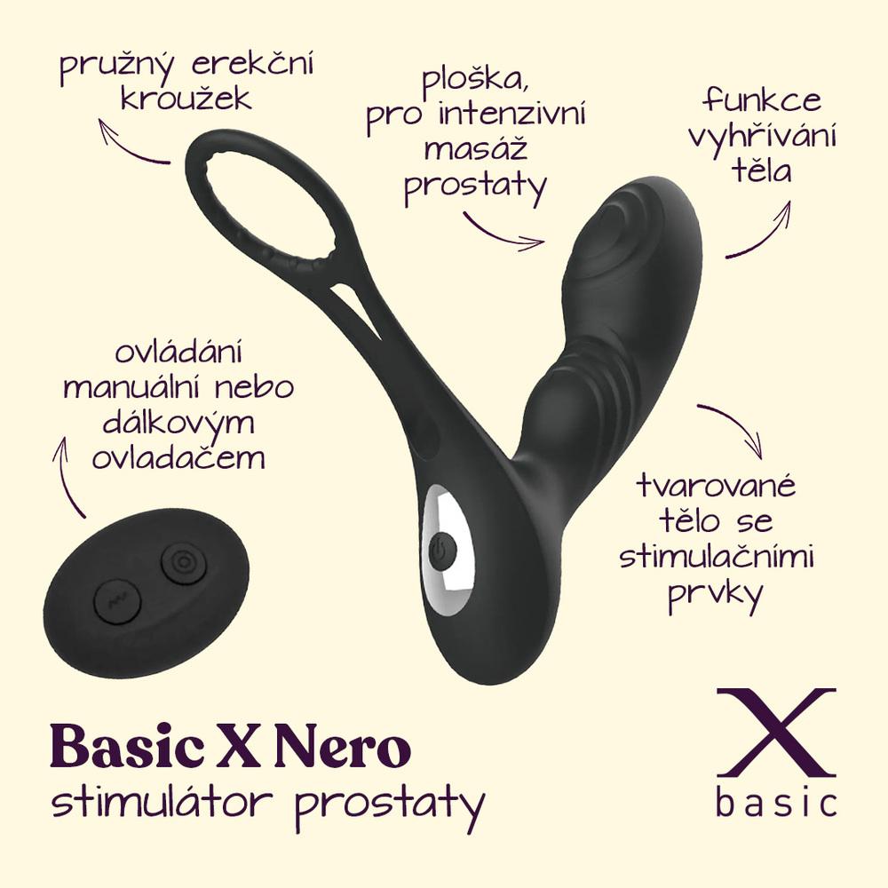 BASIC X Nero stimulátor prostaty na dálkové ovládání černý - Obrázek 2