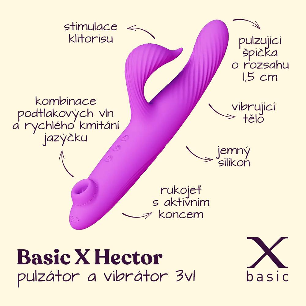 BASIC X Hector pulzátor a vibrátor 3v1 fialový - Image 2