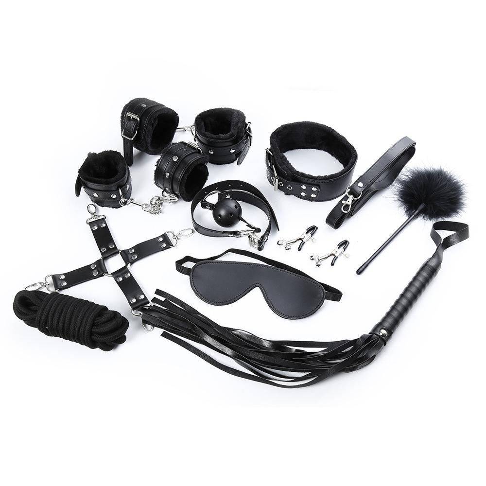 BASIC X desetidílná BDSM sada černá s různými pomůckami