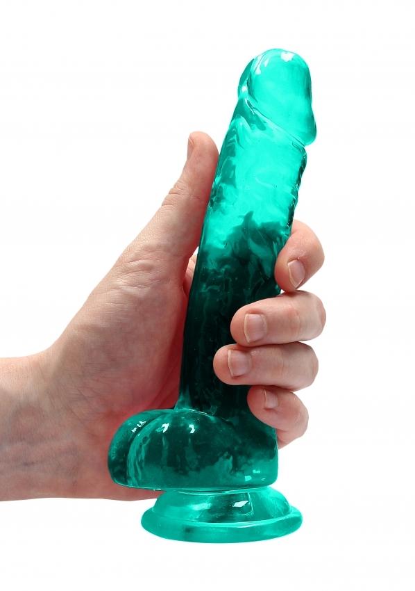 Realrock gelové dildo s přísavkou 19 cm tyrkysové - Obrázek 2