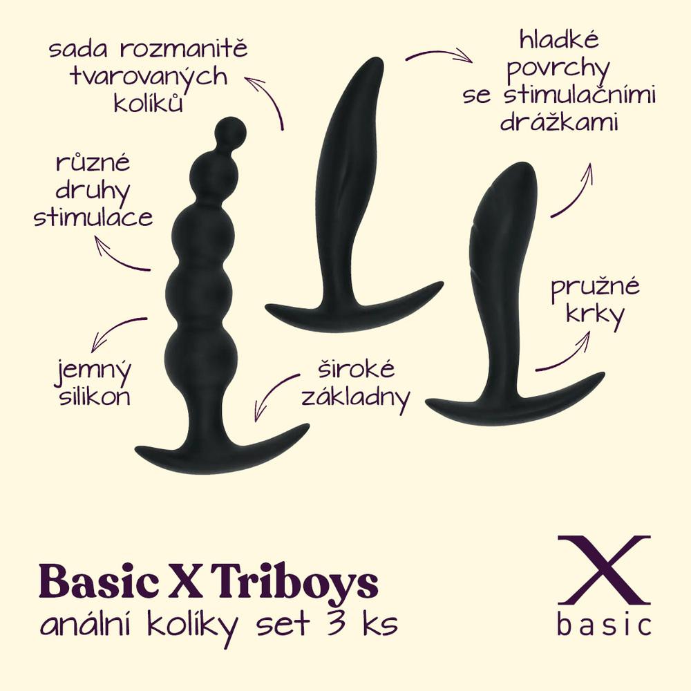 BASIC X TriBoys anální kolíky nevibrační set 3 ks černé - Image 2
