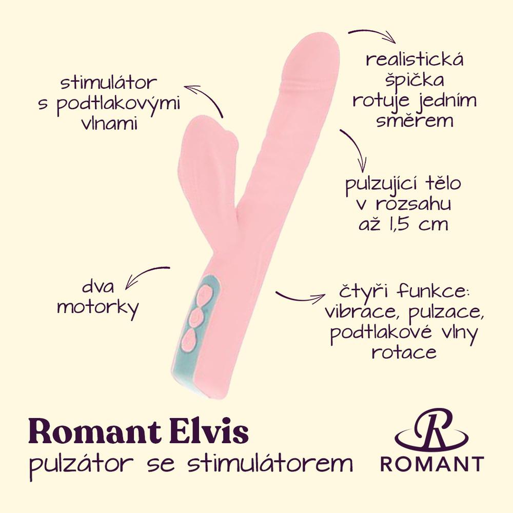 Romant Elvis pulzátor s podtlakovým stimulátorem růžový - Image 2