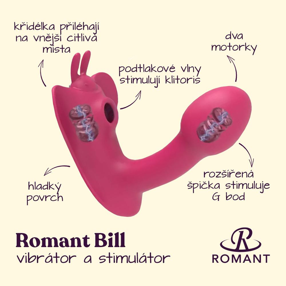Romant Bill vibrátor do kalhotek s podtlakovým stimulátorem klitorisu červený - Image 2