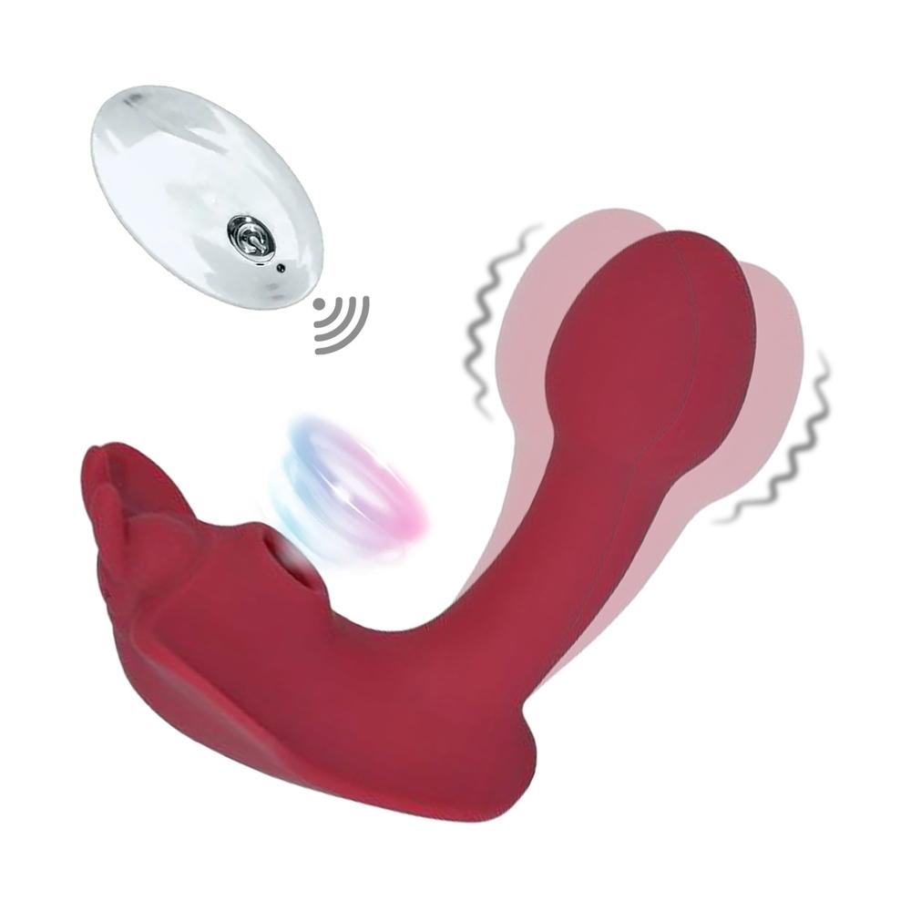 Romant Bill vibrátor do kalhotek s podtlakovým stimulátorem klitorisu červený