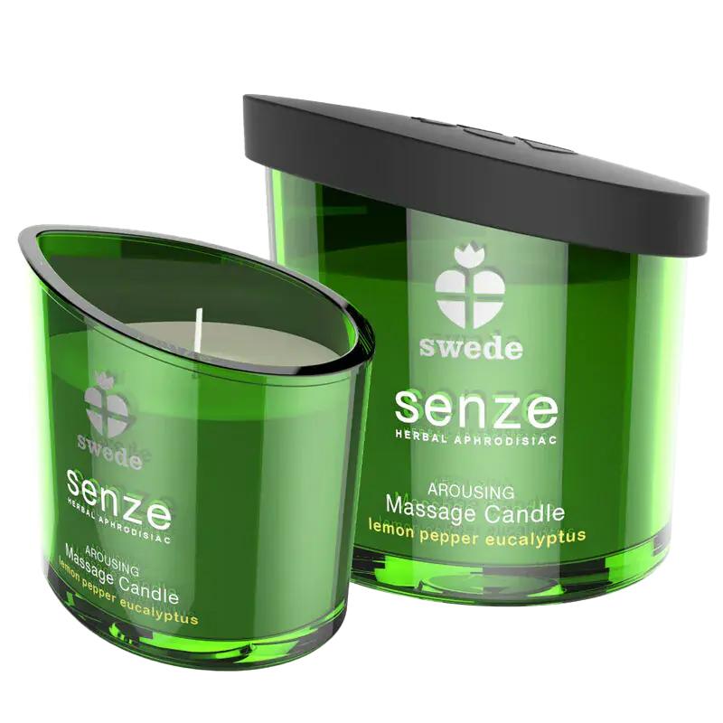 SENZE Povzbuzující masážní svíčka - citron, pepř, eukalyptus 50ml