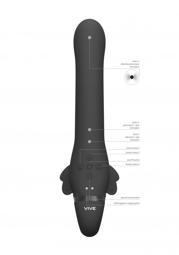 VIVE Satu Pulzační a vibrační strap-on - černý - Image 4