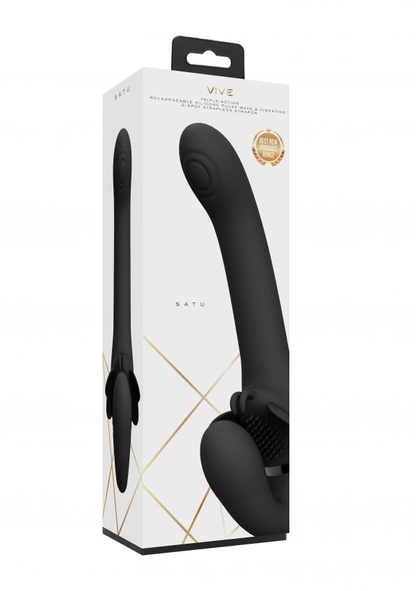 VIVE Satu Pulzační a vibrační strap-on - černý - Image 6