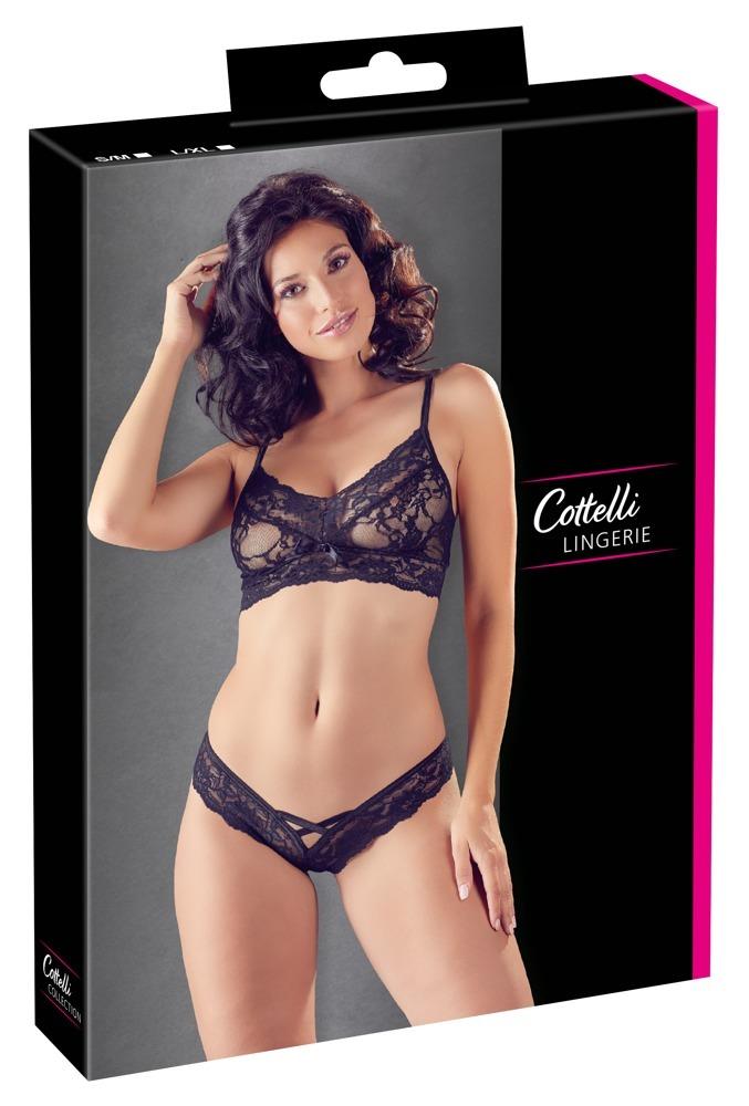 Cottelli Lingerie Krajkový set - černý: S/M - Obrázek 4