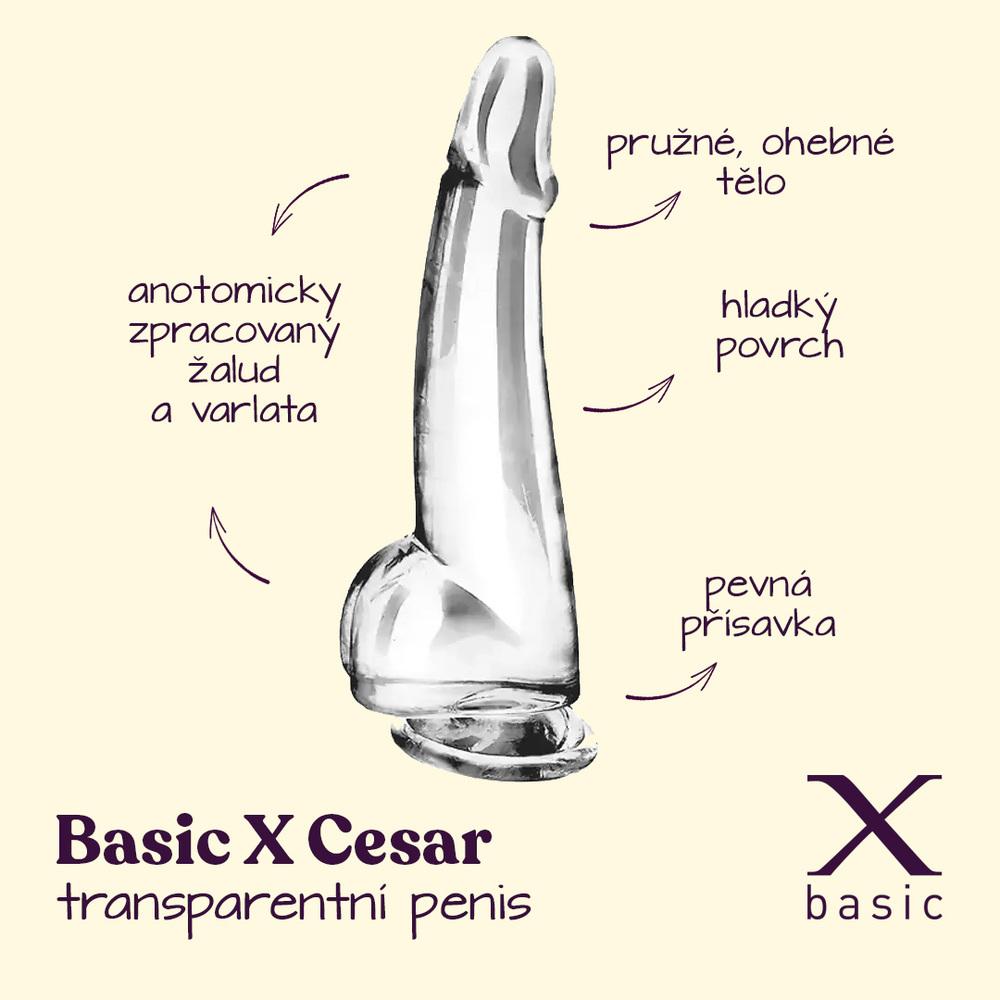 BASIC X Cesar transparentní penis s přísavkou XXL - Image 2