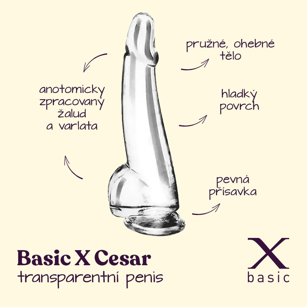BASIC X Cesar transparentní penis s přísavkou XL - Image 2